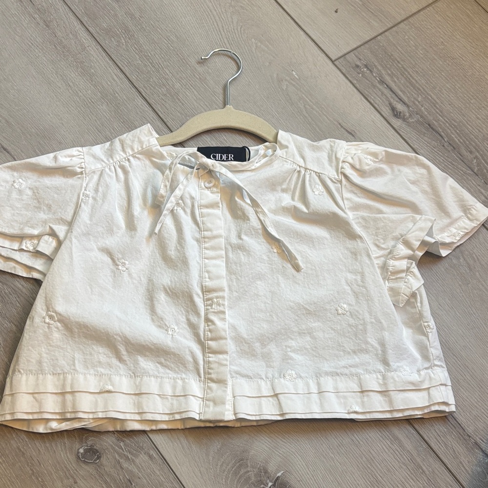 Cider White Blouse with Ribbon Detail